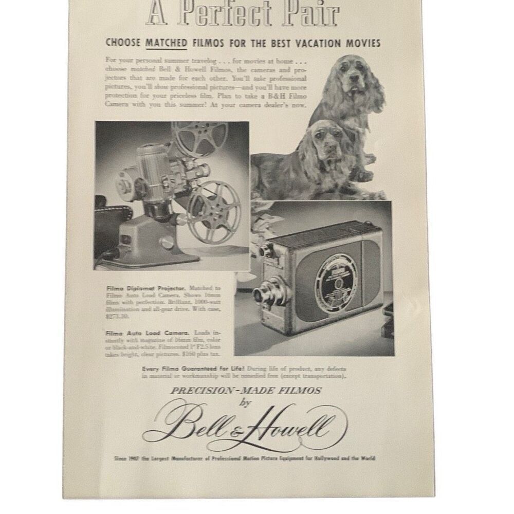Vintage 1949 Bell & Howell A Perfect Pair Ad Advertisement